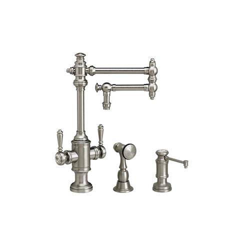 Waterstone - Towson Two Handle Kitchen Faucet - 12 Inch Articulated Spout - 2Pc. Suite