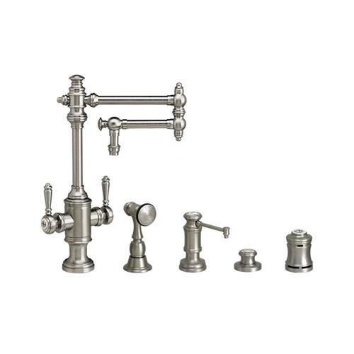 Waterstone - Towson Two Handle Kitchen Faucet - 12 Inch Articulated Spout - 4Pc. Suite