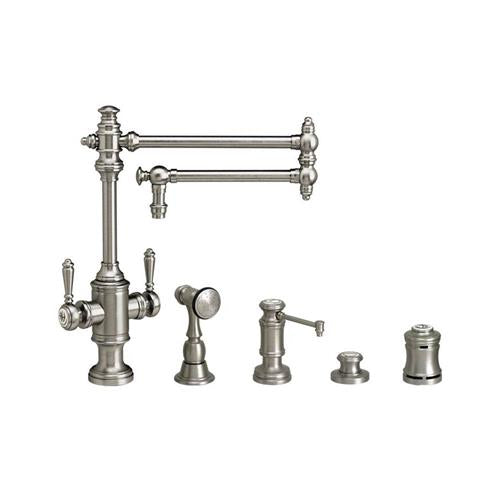Waterstone - Towson Two Handle Kitchen Faucet - 18 Inch Articulated Spout - 4Pc. Suite