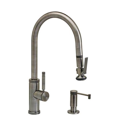 Waterstone - Industrial Plp Pulldown Faucet - Lever Sprayer - Angled Spout - 2Pc. Suite