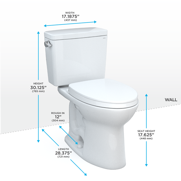 Toto - Drake Two-Piece Elongated 1.28 Gpf Tornado Flush Toilet With Cefiontect And Softclose Seat, Washlet+ Ready