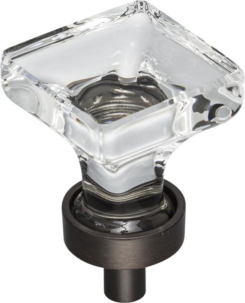 Jeffrey Alexander - 1 Inch Overall Length Square Glass Harlow Cabinet Knob