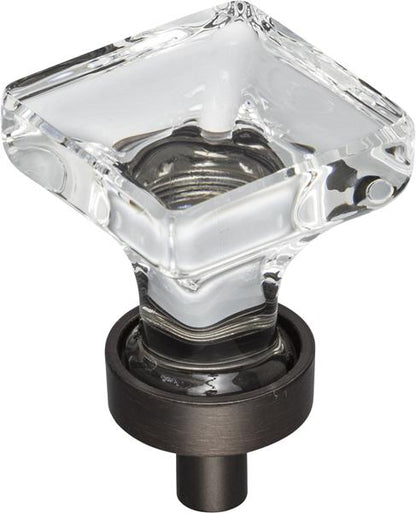 Jeffrey Alexander - 1 Inch Overall Length Square Glass Harlow Cabinet Knob