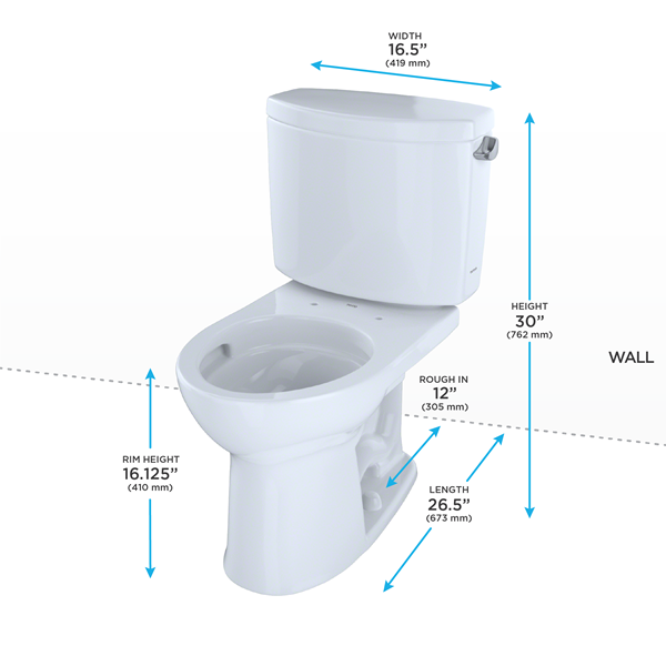 Toto - Drake II Two-Piece Round 1.28 Gpf  With Cefiontect And Right-Hand Trip Lever, Cotton White