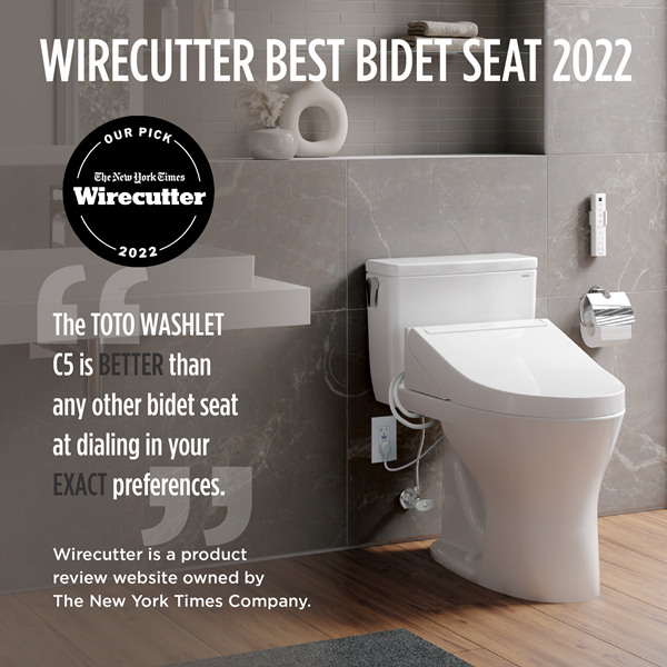 Toto - Washlet C5 Electronic Bidet Toilet Seat With Premist And Ewater+ Wand Cleaning, Round, Cotton White