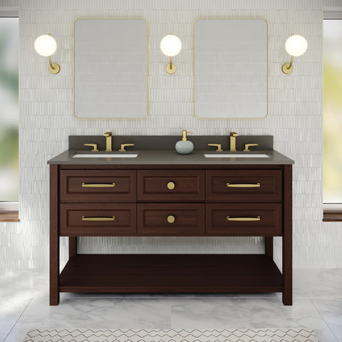 Jeffrey Alexander - Kipling 60 Inch W  Double Basin Bathroom Vanity Set