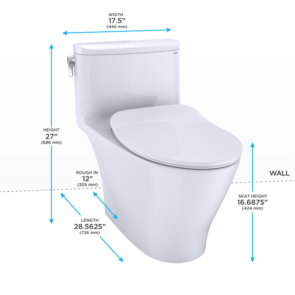 Toto - Nexus One-Piece Elongated 1.28 Gpf Toilet With Cefiontect And Ss234 Softclose Seat, Washlet+ Ready
