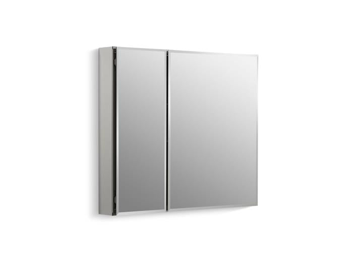 Kohler - 30 W X 26 H Aluminum Two-Door Medicine Cabinet With Mirrored Doors, Beveled Edges