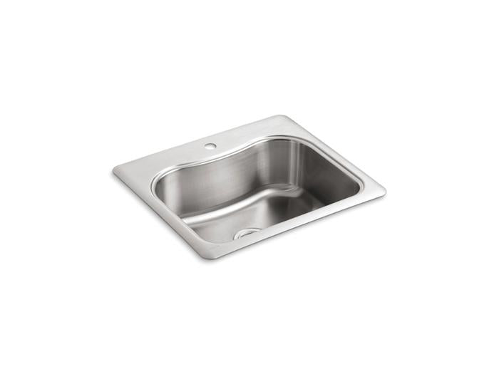 Kohler - Staccato 25 Inch Top-Mount Single-Bowl Kitchen Sink - Single Hole