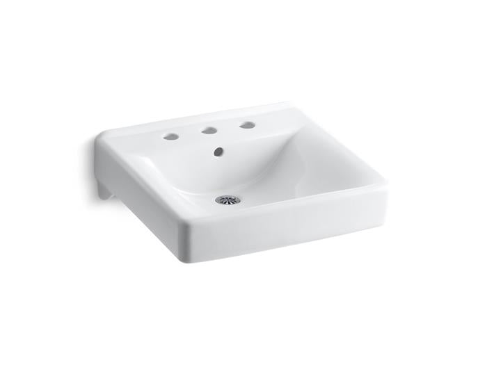 Kohler - Soho 20 X 18 Inch Wall-Mount/Concealed Arm Carrier Bathroom Sink With 8" Widespread Faucet Holes
