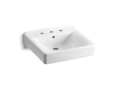 Kohler - Soho 20 X 18 Inch Wall-Mount/Concealed Arm Carrier Bathroom Sink With 8" Widespread Faucet Holes