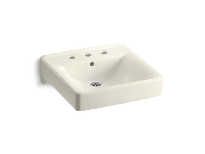 Kohler - Soho 20 X 18 Inch Wall-Mount/Concealed Arm Carrier Bathroom Sink With 8" Widespread Faucet Holes