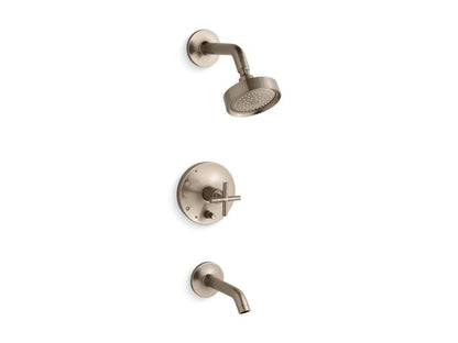 Kohler - Purist Rite-Temp Bath And Shower Trim Kit With Push-Button Diverter And Cross Handle, 2.5 Gpm