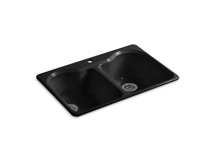 Kohler - Hartland 33 Inch Top-Mount Double-Bowl Kitchen Sink - 1 Hole