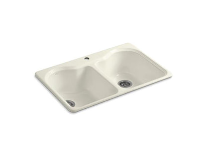 Kohler - Hartland 33 Inch Top-Mount Double-Bowl Kitchen Sink - 1 Hole