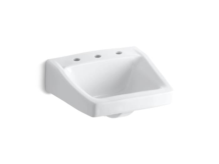 Kohler - Chesapeake 19-1/4 X 17-1/4 Inch Wall-Mount/Concealed Arm Carrier Bathroom Sink With 8" Widespread Faucet Hole