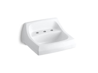 Kohler - Kingston 21-1/4 X 18-1/8 Inch Wall-Mount/Concealed Arm Carrier Bathroom Sink With Widespread Faucet Holes