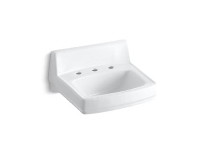 Kohler - Greenwich 20-3/4 X 18-1/4 Inch Wall-Mount/Concealed Arm Carrier Bathroom Sink With Widespread Faucet Holes