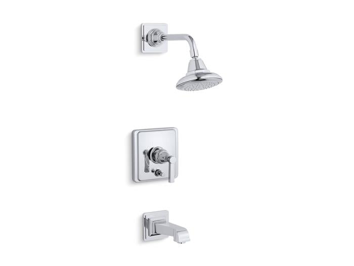 Kohler - Pinstripe Pure Rite-Temp Bath And Shower Trim Kit With Push-Button Diverter And Lever Handle, 2.5 Gpm