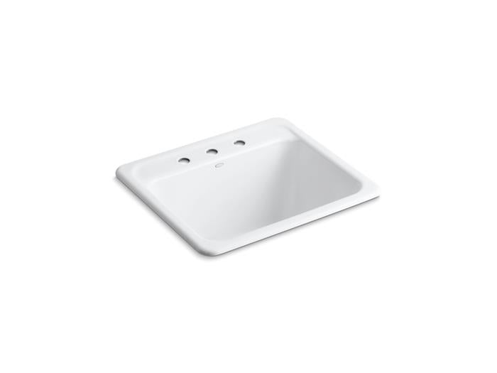 Kohler - Glen Falls 25 Inch Top-/Undermount Single-Bowl Laundry Sink - 3 Holes