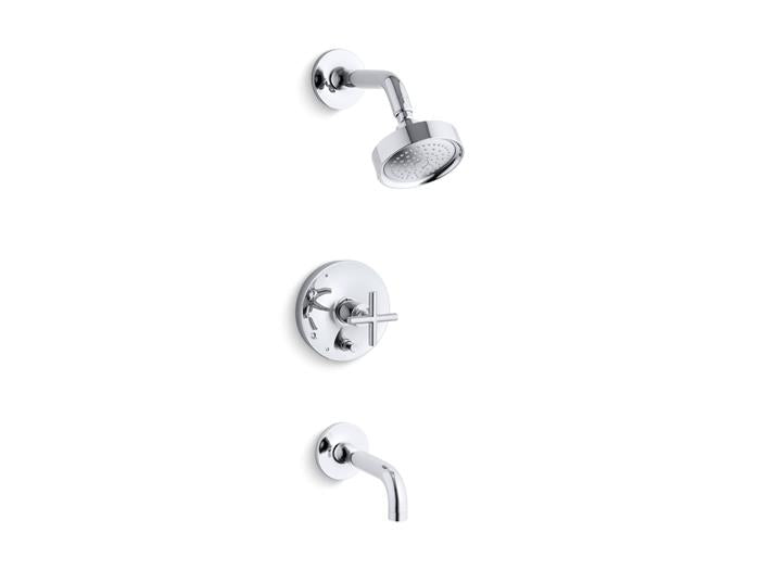 Kohler - Purist Rite-Temp Bath And Shower Trim Kit With Push-Button Diverter And Cross Handle, 2.5 Gpm