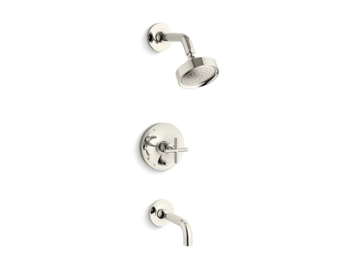 Kohler - Purist Rite-Temp Bath And Shower Trim Kit With Push-Button Diverter And Cross Handle, 2.5 Gpm