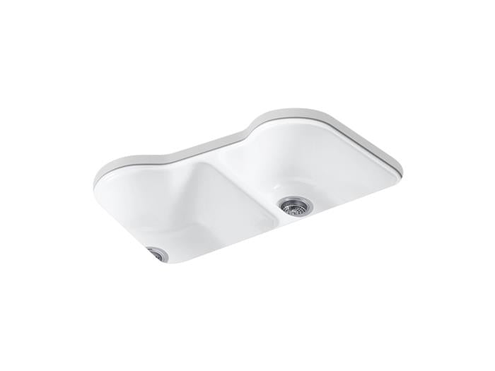 Kohler - Hartland 33 Inch Undermount Double-Bowl Kitchen Sink - 5 Hole