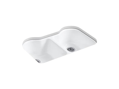 Kohler - Hartland 33 Inch Undermount Double-Bowl Kitchen Sink - 5 Hole