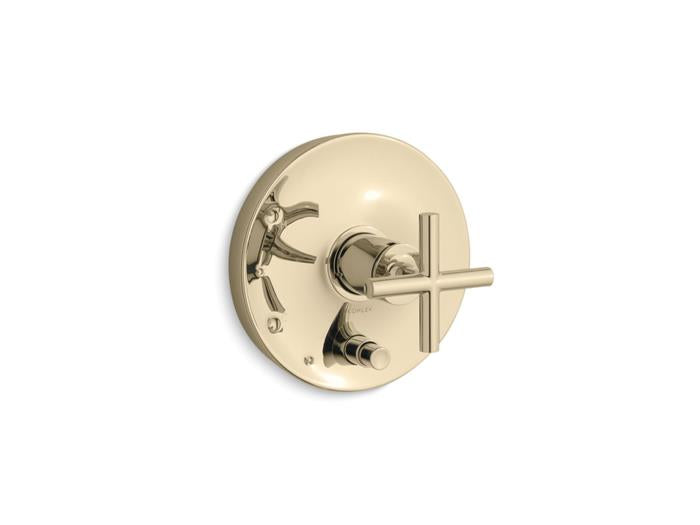Kohler - Purist Rite-Temp Valve Trim With Push-Button Diverter And Cross Handle