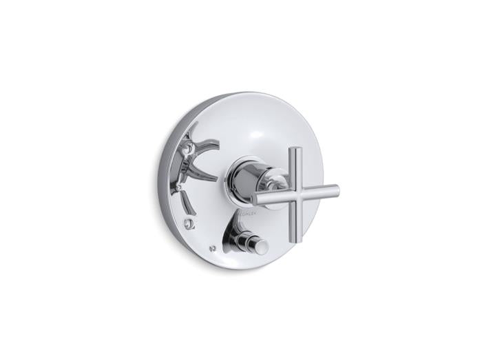 Kohler - Purist Rite-Temp Valve Trim With Push-Button Diverter And Cross Handle