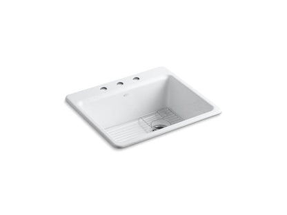 Kohler - Riverby 25 Inch Top-Mount Single-Bowl Kitchen Sink - 3-Hole