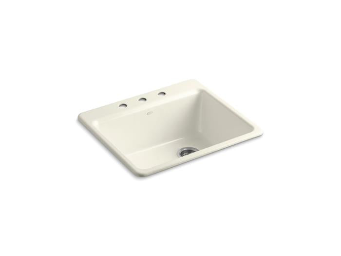 Kohler - Riverby 25 Inch Top-Mount Single-Bowl Kitchen Sink - 3-Hole