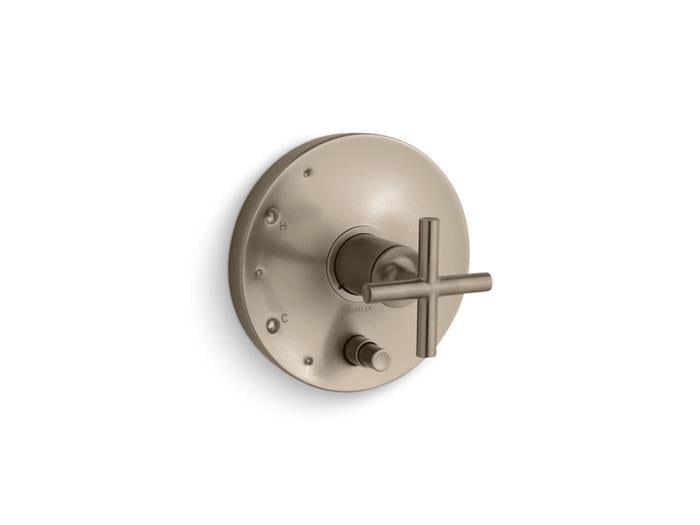 Kohler - Purist Rite-Temp Valve Trim With Push-Button Diverter And Cross Handle