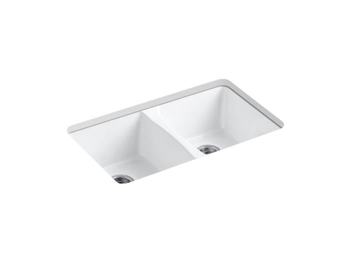 Kohler - Deerfield 33 Inch Undermount Double-Bowl Kitchen Sink - 5 Hole