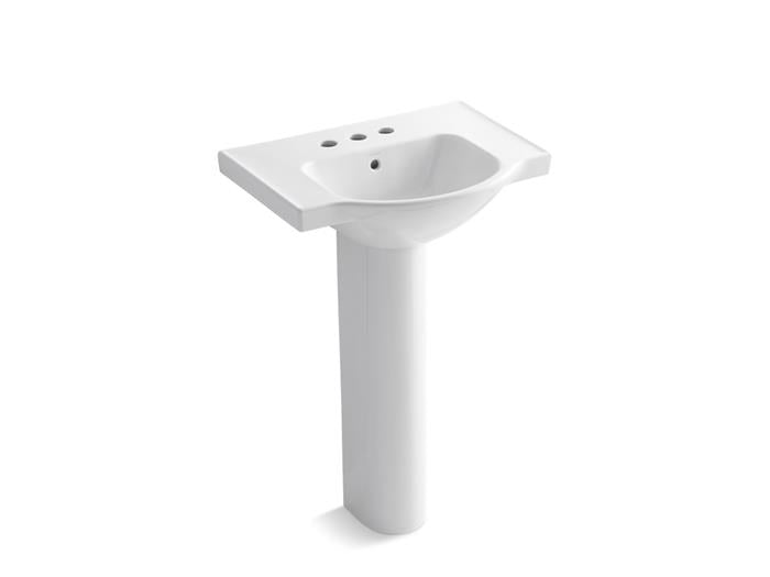 Kohler - 24 Inch Veer Pedestal Lavatory, 4 Cc