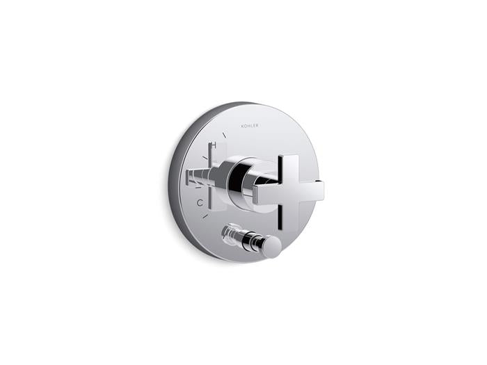 Kohler - Composed Rite-Temp Valve Trim With Push-Button Diverter And Cross Handle