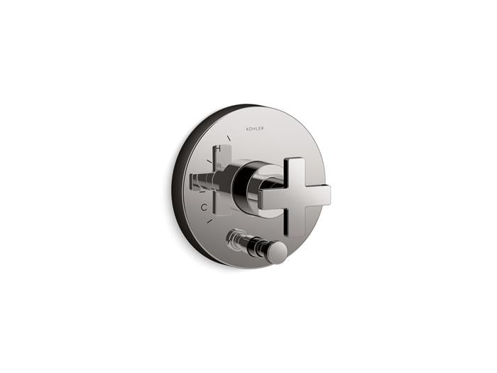 Kohler - Composed Rite-Temp Valve Trim With Push-Button Diverter And Cross Handle
