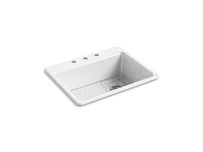 Kohler - Riverby 27 Inch Top-Mount Single-Bowl Kitchen Sink - 3-Hole