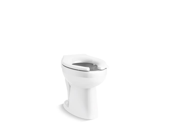 Kohler - Highcliff Ultra Floor-Mount Rear Spud Antimicrobial Flushometer Bowl With Bedpan Lugs