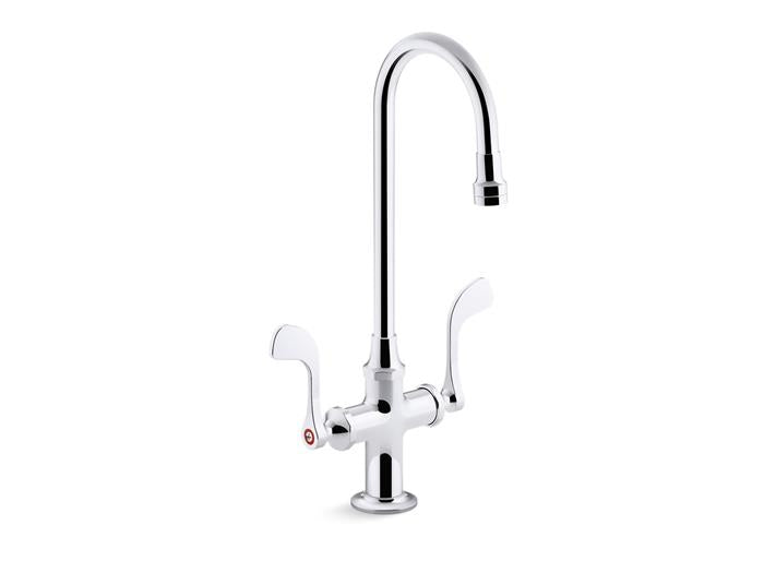 Kohler - Triton Bowe 0.5 Gpm Monoblock Gooseneck Bathroom Sink Faucet Laminar Flow - Wristeblade Handles