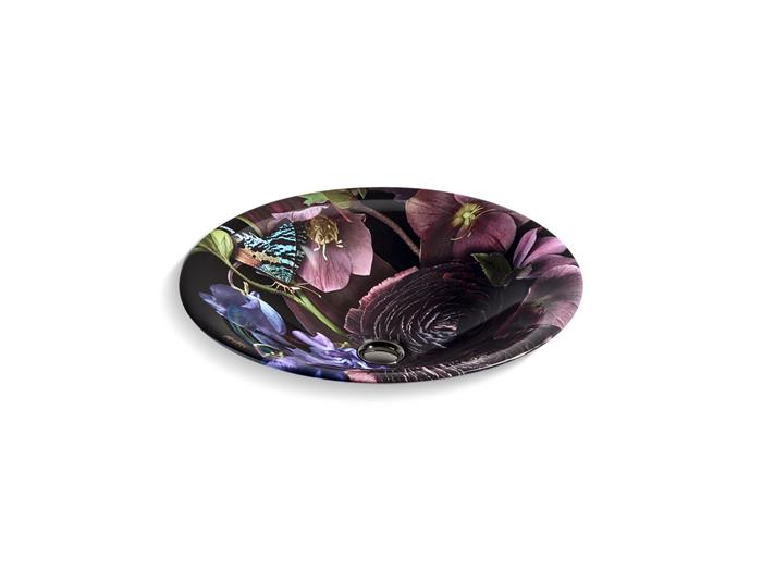 Kohler - Dutchmaster 17-3/4 Inch Round Drop-In Bathroom Sink, No Overflow - Midnight Floral