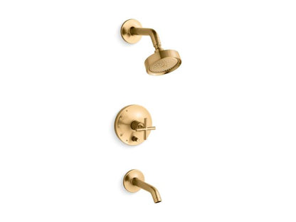 Kohler - Purist Rite-Temp Bath And Shower Trim Kit With Push-Button Diverter And Cross Handle, 2.5 Gpm