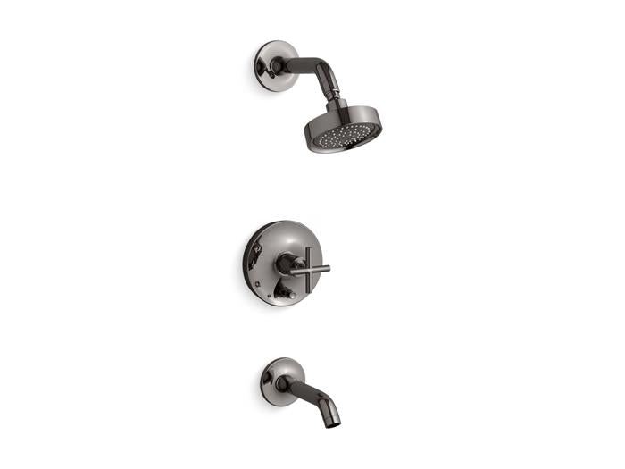 Kohler - Purist Rite-Temp Bath And Shower Trim Kit With Push-Button Diverter And Cross Handle, 2.5 Gpm