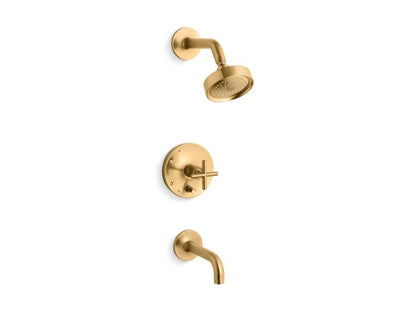 Kohler - Purist Rite-Temp Bath And Shower Trim Kit With Push-Button Diverter And Cross Handle, 2.5 Gpm