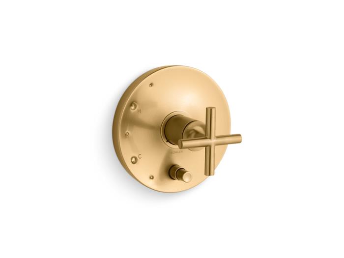 Kohler - Purist Rite-Temp Valve Trim With Push-Button Diverter And Cross Handle