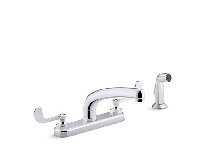 Kohler - Triton Bowe 1.5 Gpm Kitchen Sink Faucet With 8-3/16 Inch, Matching Finish Sidespray And Wristblade Handles