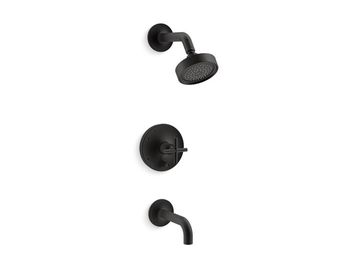 Kohler - Purist Rite-Temp Bath And Shower Trim Kit With Push-Button Diverter And Cross Handle, 2.5 Gpm