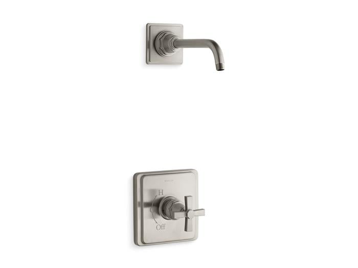 Kohler - Pinstripe Rite-Temp Shower Trim Kit With Cross Handle, Without Showerhead