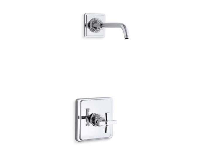 Kohler - Pinstripe Rite-Temp Shower Trim Kit With Cross Handle, Without Showerhead