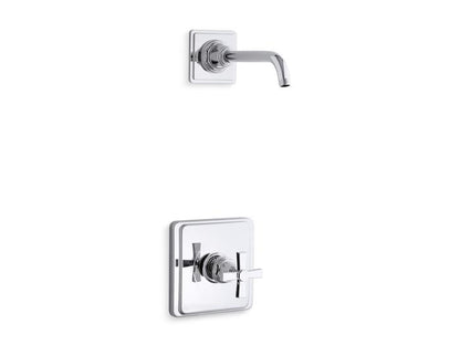 Kohler - Pinstripe Rite-Temp Shower Trim Kit With Cross Handle, Without Showerhead